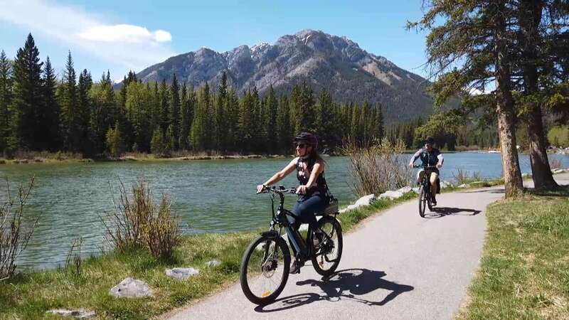 Banff: Bow River E-Bike Tour and Sundance Canyon Hike - From central Banff to the Bow River