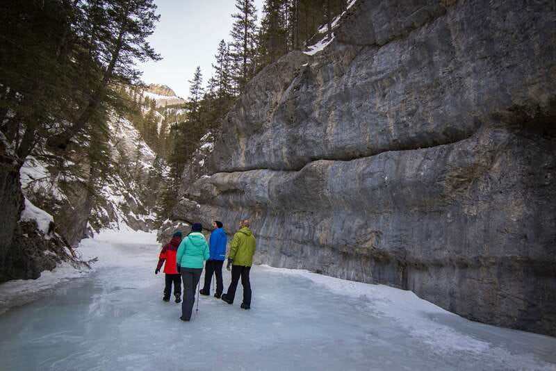 Banff: Grotto Canyon Icewalk - Finding the pictographs with a guide