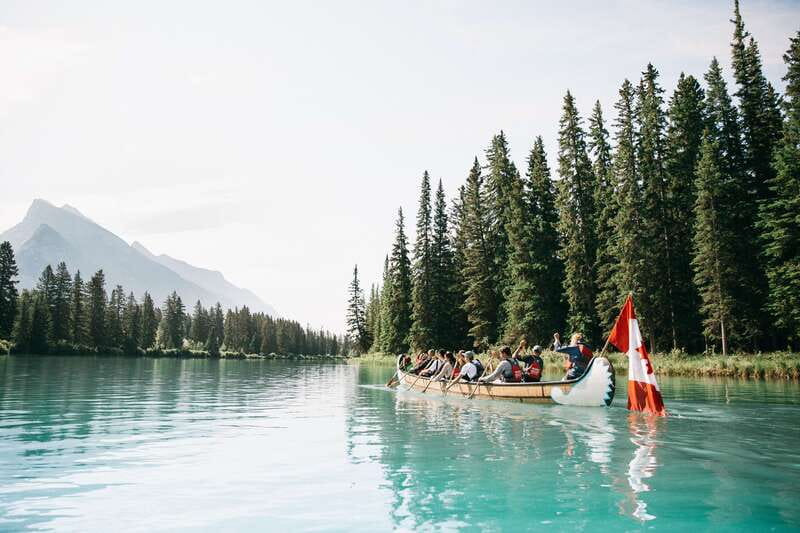 Banff National Park: Big Canoe River Explorer Tour - Paddling upstream on the Bow River