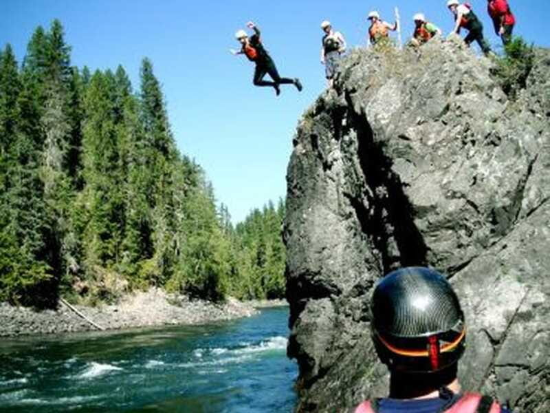 Clearwater BC Rafting with time for a waterfall Tour - The Clearwater River run, from calm water to whitewater