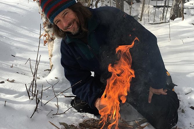 Fire Man Guided Snowshoe Tour in Mont-Tremblant - Entering the forest on snowshoes