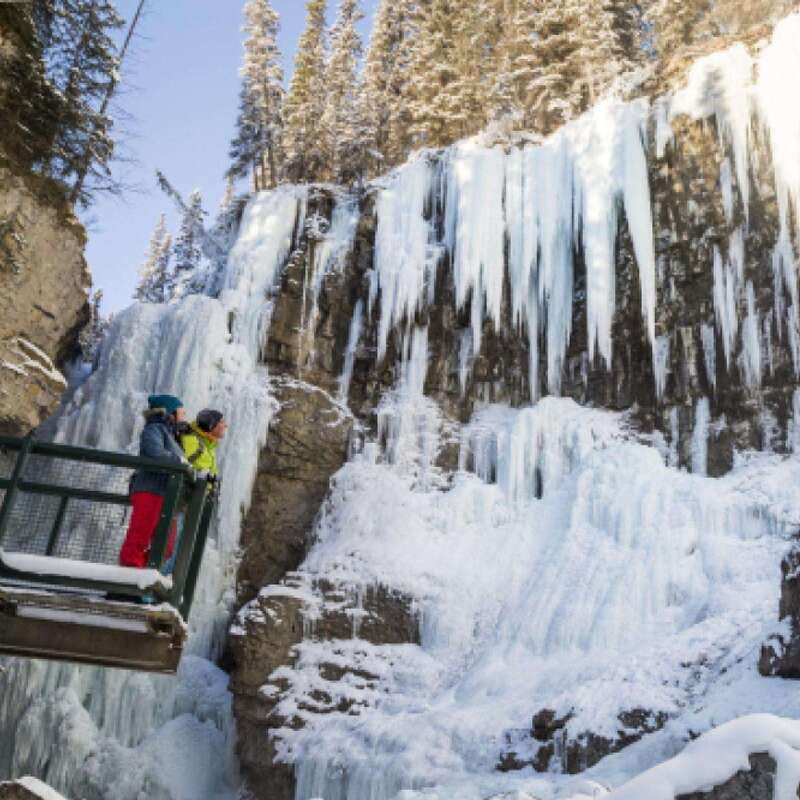 From Banff: Johnston Canyon Guided Icewalk - Twin Falls, Stella Falls, and the canyon-bottom walk