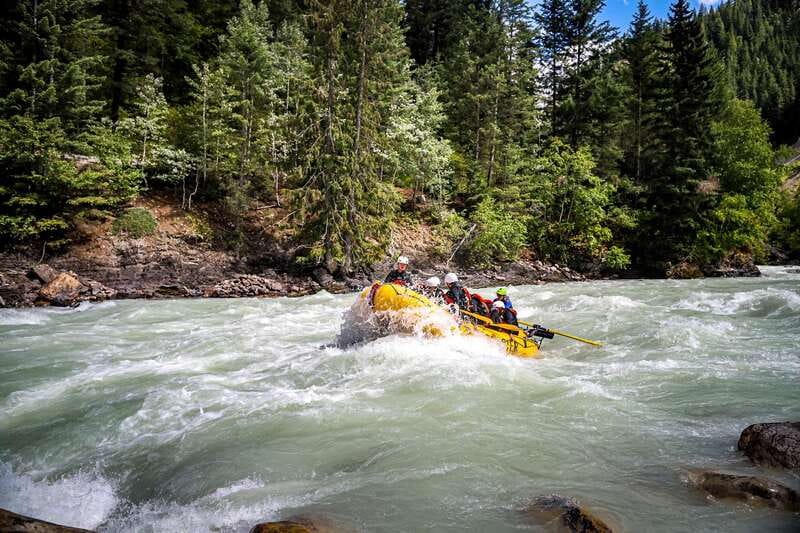 Golden, BC: Kicking Horse River Whitewater Raft Experience - A waterfall stop breaks up the action