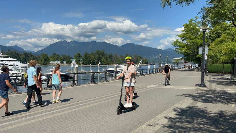 Great Vancouver EUC & E-scooters loop tour - Convention Center and Coal Harbour waterfront views