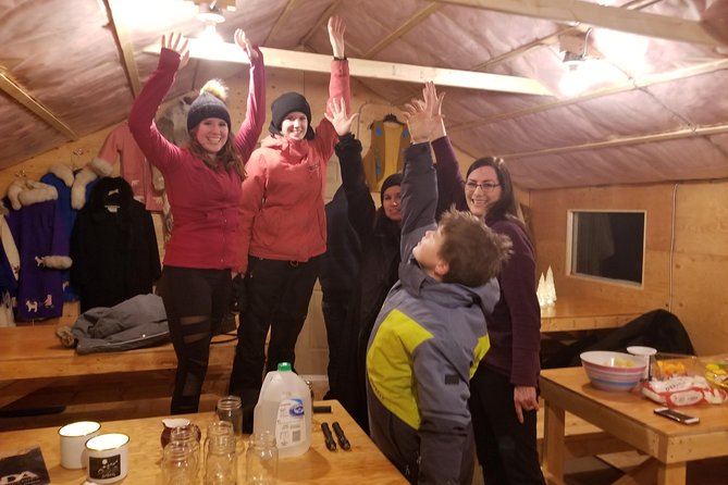 Intimate Aurora Tours Cozy Cabin Bucket List - Inside the cabin: chowder, bannock, and hot drinks