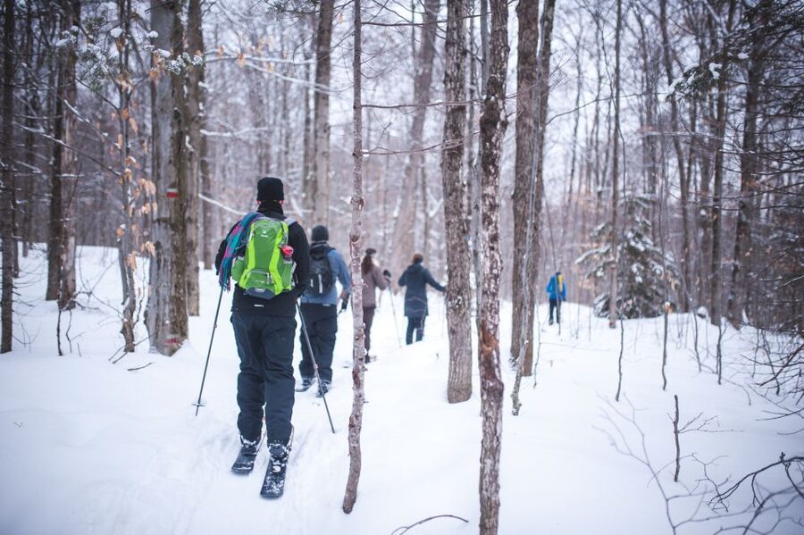 Jacques-Cartier National Park: Skiing Excursion - Learning ski-shoe technique at the main lodge