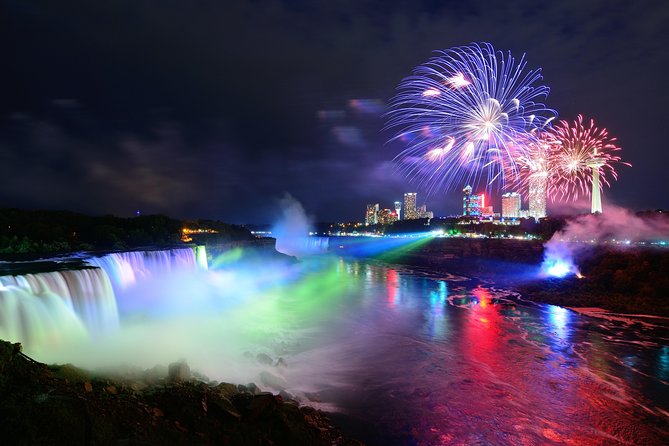 Niagara Falls Premium Night Tour: Fireworks Boat Cruise & Dinner - Dinner with Horseshoe Falls in the windows