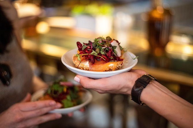 Old Montreal Guided Food Tour with 8+ Local Delicacies Tastings - The smoked salmon bagel at Crew Collective & Café