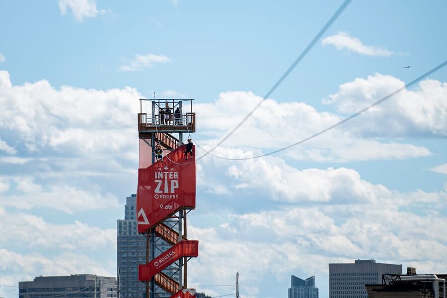Ottawa: River Zipline Adventure - Climbing nine floors to the launch platform