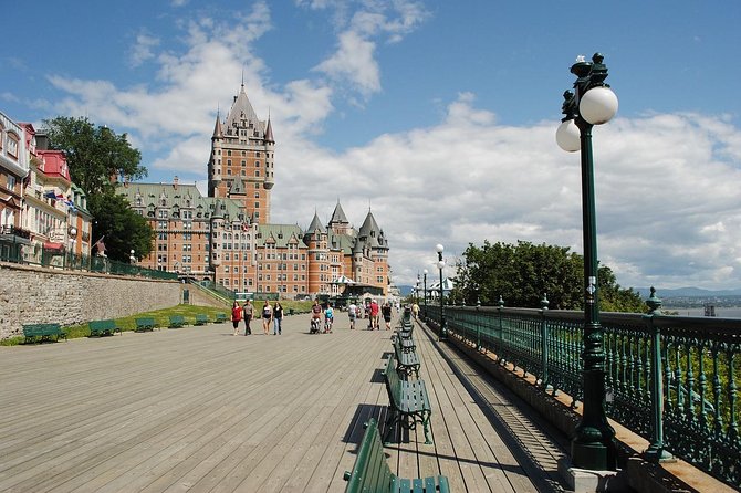 Quebec City and Montmorency Falls Day Trip from Montreal - Petit Champlain, with hills and old stone