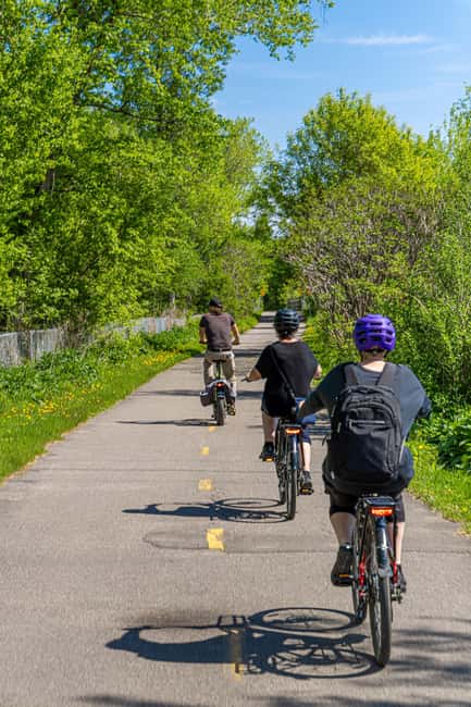 Quebec City: Montmorency Falls and Microbrewery eBike Tour - Passing the Beauport River toward the main attraction