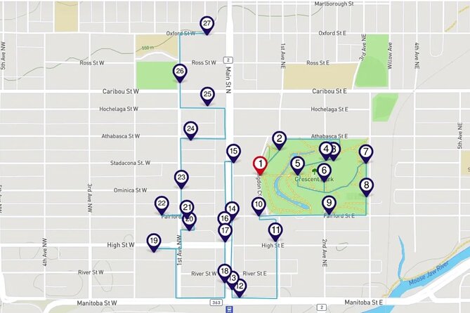 Sights of Moose Jaw Smartphone Audio Walking Tour - Crescent Park packs several stories into one easy stretch