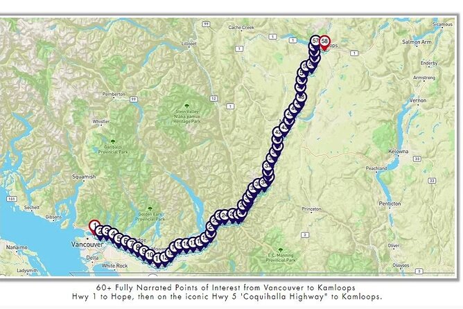 Smartphone Audio Driving Tour between Kamloops and Vancouver - Why the $8.22 price is hard to beat