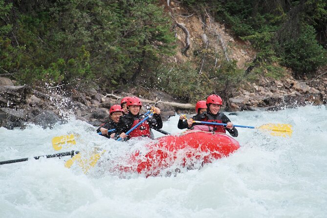 Sunwapta Challenge Whitewater Rafting: Class III Rapids - Rocky Mountain scenery from river level