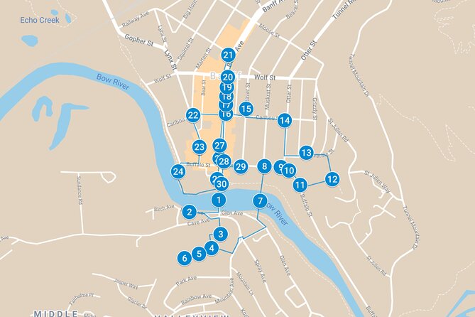 The Sights of Banff: a Smartphone Audio Walking Tour - Bow River views and small clues on Buffalo Street