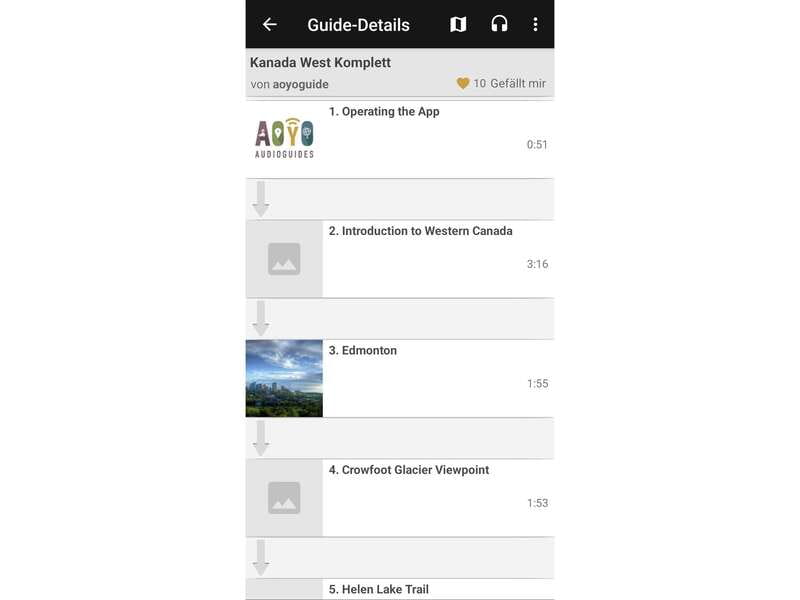 Western Canada Self-Driving Audio Guide English and German - Automatic playback or single points on the map