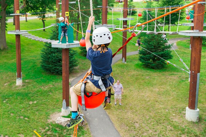 Whirlpool Adventure Course - Classic Course - Ziplines, jumps, and swinging games keep the pace lively
